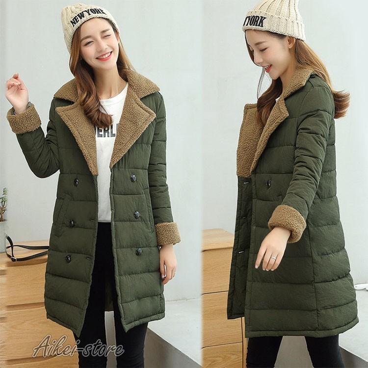 中綿コート レディース 50代 20代 軽量 細身 トップス 安い 冬服 Aライン 膝下 おしゃれ 可愛い ミリタ..