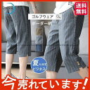ゴルフウェア メンズ 40代 ビジネスパンツ 夏 七分丈パンツ ボーダー柄 ハーフパンツ 半ズボン 新作 カジュアルパンツ ゆったり おしゃれ
