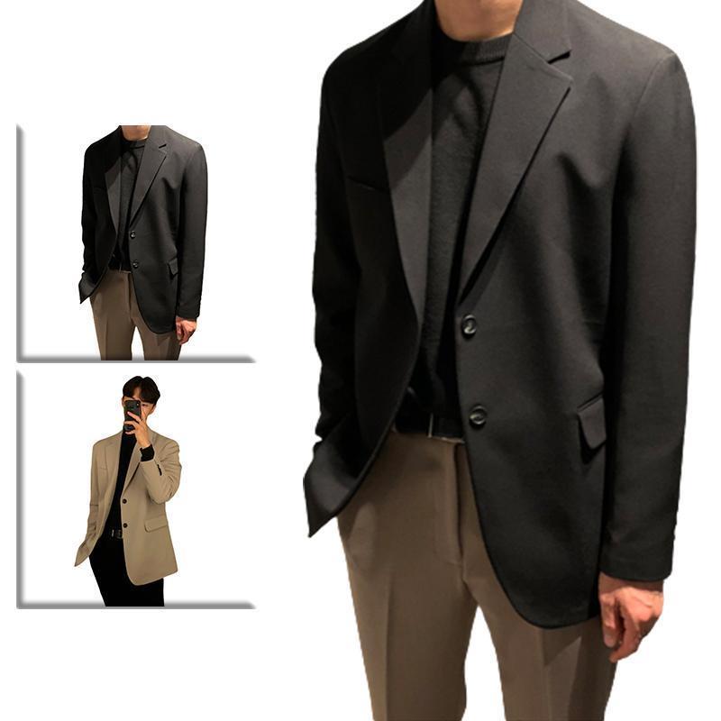 テーラード スーツ ブレザー 無地 冬 メンズ シングル 上着 ライトアウター 長袖 カジュアル ビジカジ