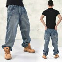 極太 バギーパンツ 大きいサイズ メンズ デニム ジーンズ ボトムス ロング丈 ルーズフィット B系 ストレートパンツ ゆったり ヒップホップ ストリート プリント