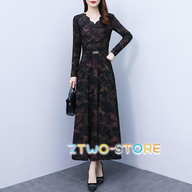 パーティードレス 大きいサイズ 3L 4L 5L ドレス 結婚式 ワンピース 袖あり 長袖 パーティードレス ロング丈 お呼ばれドレス ウエストマーク 卒業式 ...