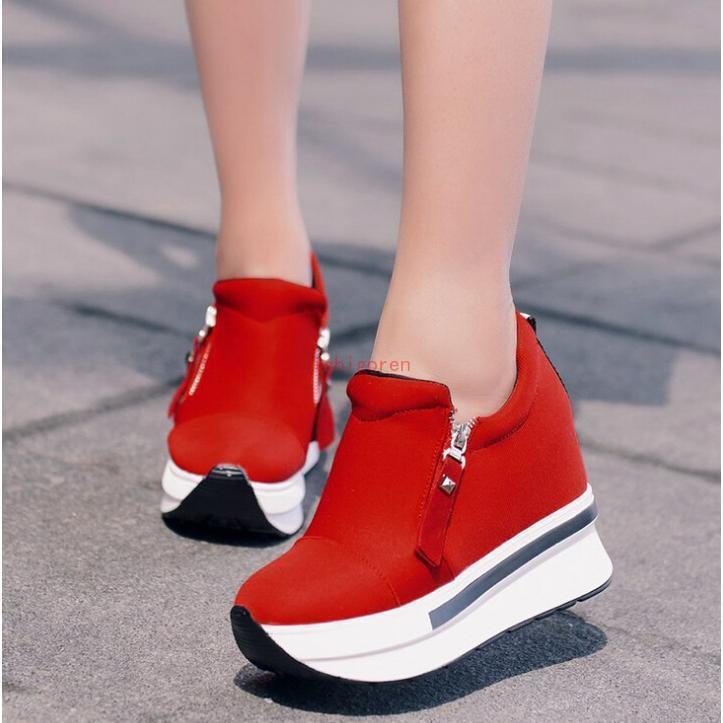 レディース 厚底スニーカー ハイカット10cm 可愛い 美脚 身長アップ ダイエットシューズ ヒールスニーカー レディース ハイカット 黒 靴 ホワイト スニーカー