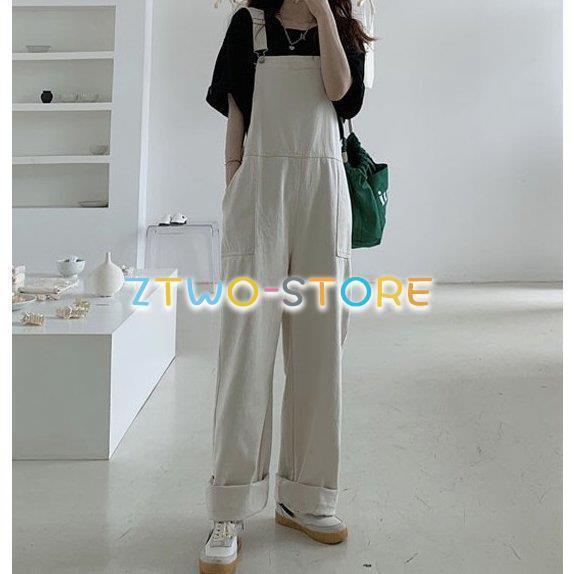オーバーオール レディース サロペット サスペンダー調整可 ハイウエスト ワイドパンツ ストレート デ..