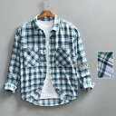 シャツ メンズ 秋物 秋服 チェックシャツ 綿シャツ カジュアルシャツ トップス 100%コットン 長袖
