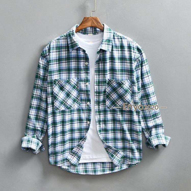 シャツ メンズ 秋物 秋服 チェックシャツ 綿シャツ カジュアルシャツ トップス 100％コットン 長袖