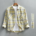 シャツ 綿シャツ 100%コットン カジュアルシャツ チェックシャツ トップス 長袖 秋物 秋服 メンズ