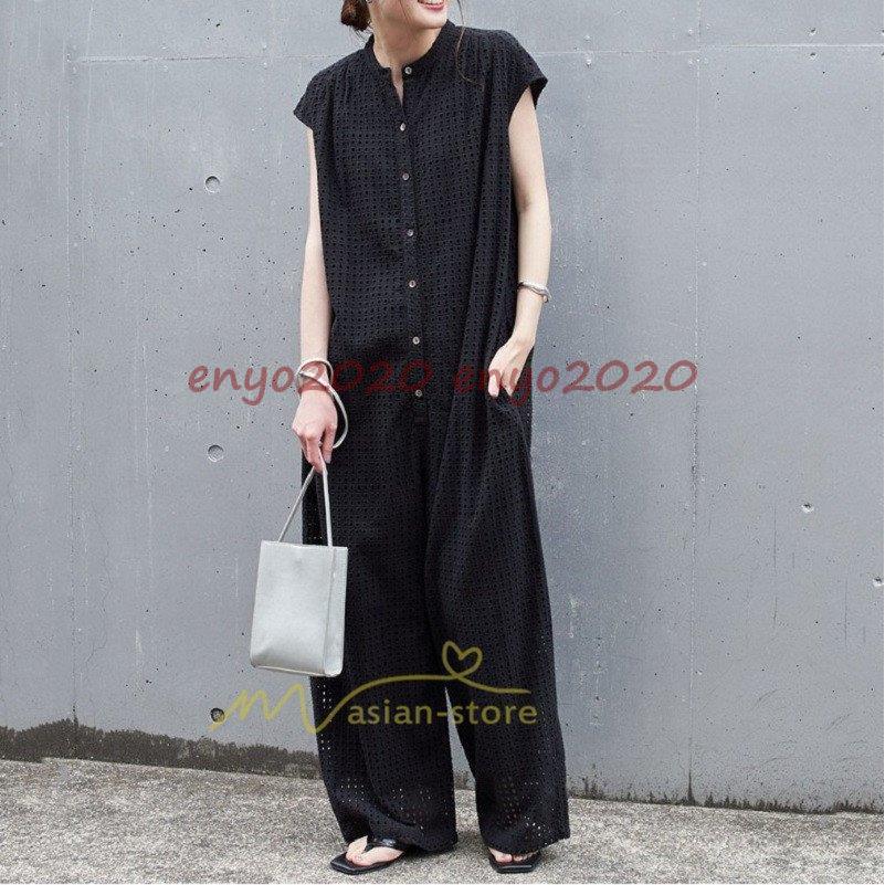 サロペット レディース 40代 30代 20代 オールインワン コーデ パンツ ボトムス 春 夏 綿 コットン 黒 着痩せ 通勤通学 20代30代40代50代 ゆったり カジュアル