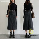 デニム ロングスカート レディース タイトスカート 膝丈 ひざ丈 ミモレ丈 大きいサイズ S M L 2L 3L 無地 スリット ハイウエスト 美脚 20代 30代 40代 春夏秋冬