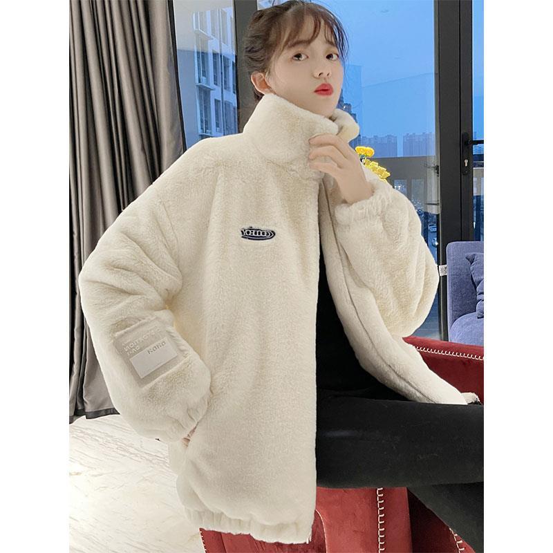 フリースジャケット レディース ボア パーカー ブルゾン アウター もこもこ ファー ゆったり 厚手 暖か 防寒 冬 体型カバー オシャレ 可愛い