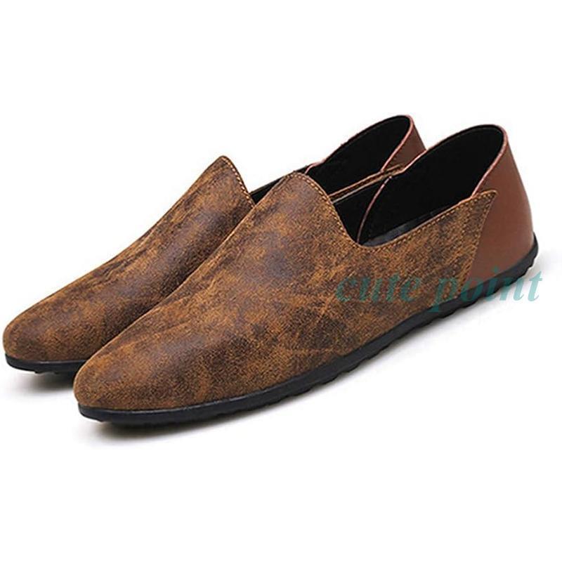 カジュアルシューズ スエード メンズ 大きいサイズ 靴 アウトドア 夏 ちゃいろ 通気性 スリッポン 軽量 オールシーズン 本革 無地