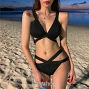 黒 ビキニ レディース 水着 ブラック ビキニ 夏 海 スイムウェア 2点セット パット付き 黒ビキニ