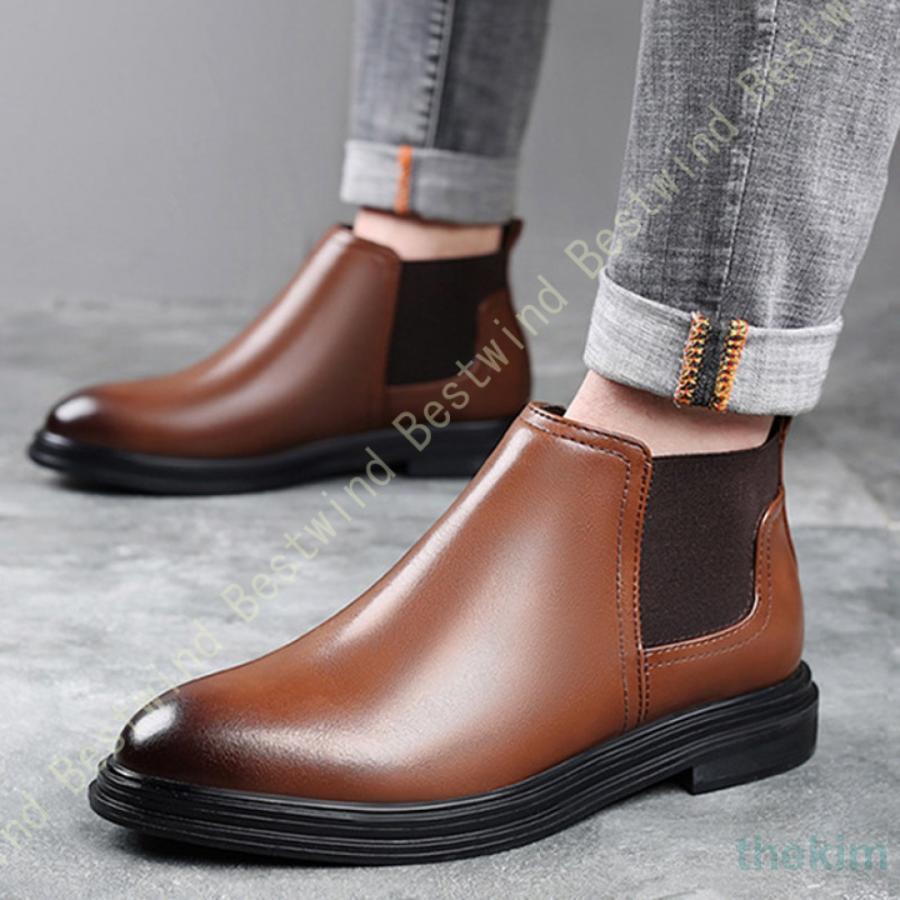 チェルシーブーツ メンズ サイドゴアブーツ 大きいサイズ 4E 幅広 革靴 紳士靴 ビジネスシューズ 革靴 ..