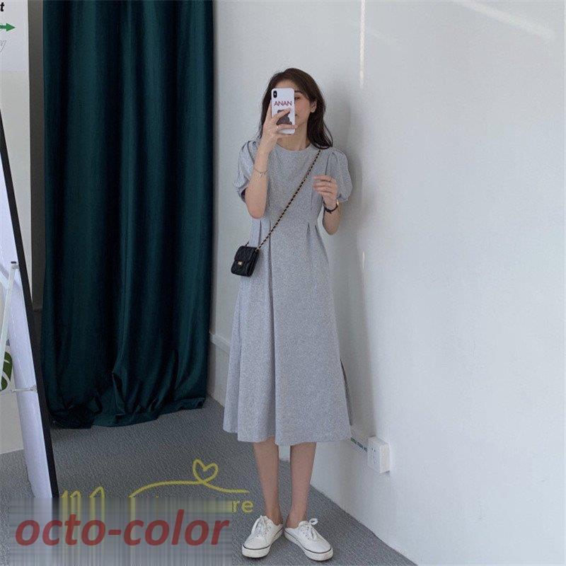 ワンピース ひざ丈 新作 夏コーデ 韓国風 着回し 日常 カジュアル 裾口スリット フランス風 おしゃれ ミディアムワンピース 気質 アウトドア お出かけ きれいめ