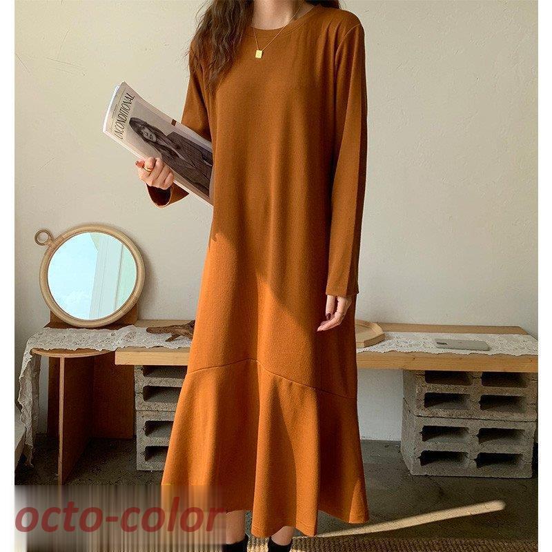 Aラインワンピース レディース ワンピース おしゃれ 上品 カジュアルワンピース 日常感 長袖ワンピース..