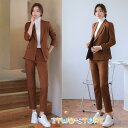 スーツ レディース パンツスーツ ブラウン ビジネススーツ カジュアルスーツ 長袖 オフィス 通勤 OL 長袖スーツ 20代 30代 40代 お仕事 韓国風 春...