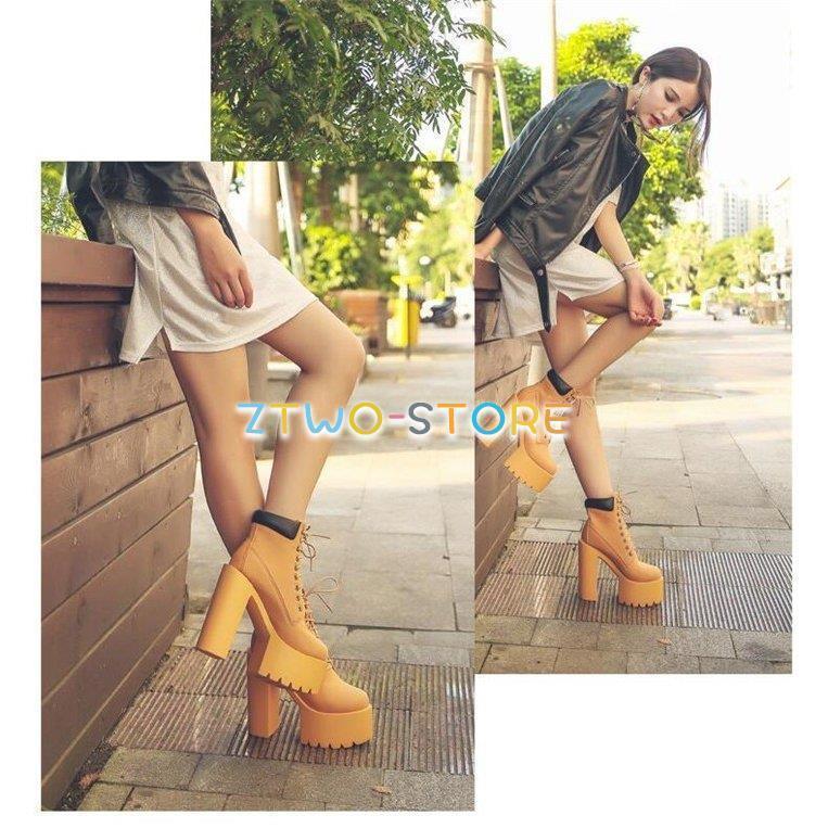 ショートブーツ レディース ブーツ レースアップ 編み上げブーツ レースアップブーツ 靴 疲れない 厚底ブーツ　ヒール15CM　秋冬 旅行 歩きやすい 韓流