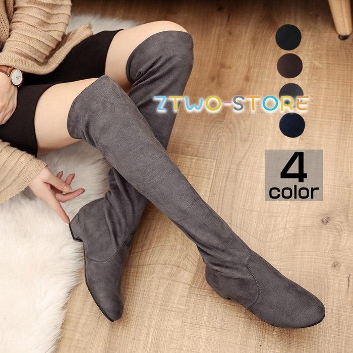 ロングブーツ レディース ブーツ スエード ニーハイブーツ ロング カジュアル シンプル 美脚 歩きやす..