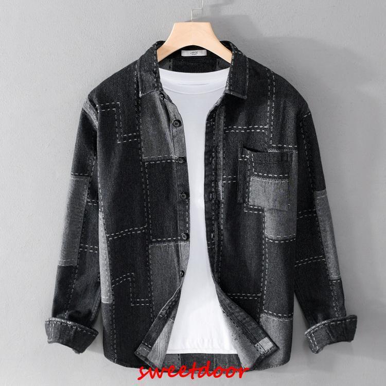 ダンガリーシャツ メンズ シャツ デニムシャツ カジュアルシャツ トップス チェック柄 長袖 春 夏 秋