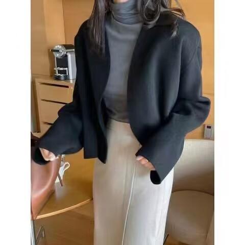 ノーカラージャケット レディース ジャケット 厚手 春 秋 冬 ツイード ラシャ アウター ショート ドロップショルダー 春ジャケット ノーカラージャケット レディース ジャケット 厚手 春 秋 冬 ツイード ラシャ アウター ショート ドロップショルダー 春ジャケット