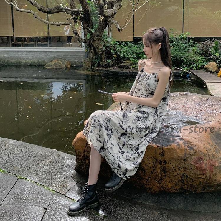 无袖 - リゾートワンピース　旅行　夏　サマードレス　リゾート　レディースドレス　ビーチドレス　スカート　海辺　　　着痩せ　20代30代40代