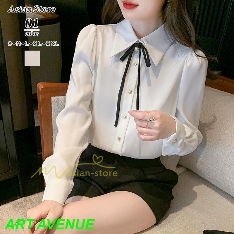 ブラウス レディース きれいめ 40代 春夏秋新作 オシャレブラウス リボンネック 長袖トップス 大人 通..