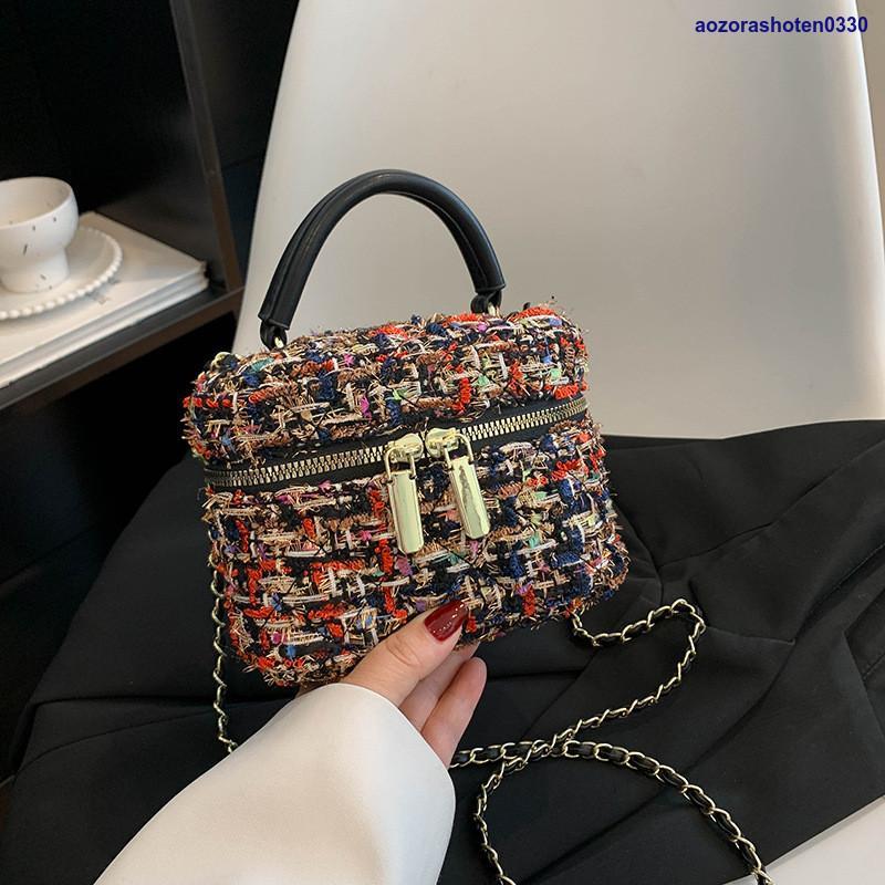 バニティバッグ ショルダー ミニバッグ レディース ツイード ミックスツイード 秋 冬 春 クリーム ホワイト ブラック ミックス