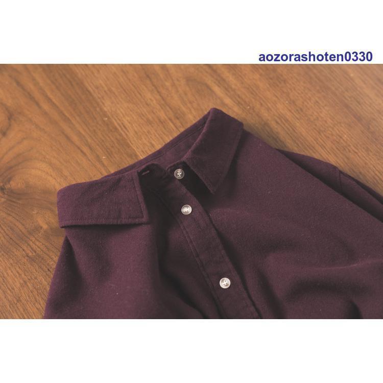 シャツ ブラウス トップス シャツブラウス レディース 前開き 長袖 無地 綿 コットン ベーシック 折り襟 ゆったり シンプル カジュアル きれいめ オシャレ 春 冬