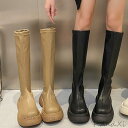厚底ブーツ ストーム付き ワイドヒール ロングブーツ ブーツ 厚底 靴 シューズ ミドルヒール 5cm ストリート 女性用 カジュアル ギフト プレゼント 春 ...