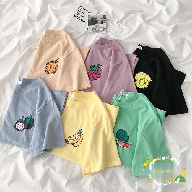 Tシャツ 夏 レディース 半袖Tシャツ フルーツ柄 サマーTシャツ クルーネック カットソー 爽やか ゆったりTシャツ 半袖 夏Tシャツ