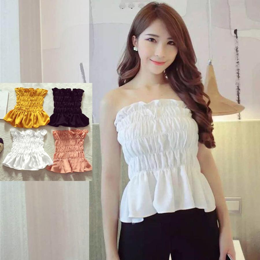 ベアトップ レディース チューブトップ 白 オフショルダー トップス 春夏 ゴム仕様 インナー ビスチェ ..