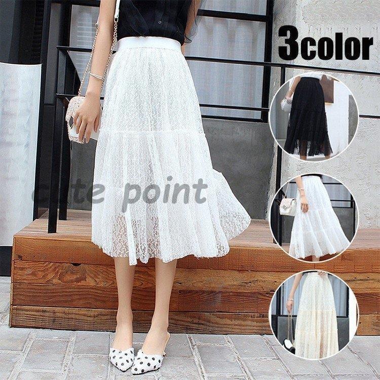 プリーツスカート レディース シフォン 夏 スカート 韓国風 Aライン 大きいサイズ ロング丈 フレア オ..