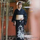 単品 ゆかた 浴衣 レディース 女性 ブラック 黒 洗える 街着 文化祭 夏 花火 花柄 上品 可愛い 花見 花 花柄 着物 婦人 古典 着れる キュート 大人...