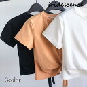 Tシャツ ショート丈 フロントクロス シンプル 無地 半袖 夏Tシャツ レディース トップス