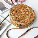 かごバッグ レディース ショルダーバッグ 斜めがけ 麦わらバッグ ラウンド型 ピクニック 海 ビーチ 夏バッグ 麦わらバッグ 軽量 かわいい 草編みバッグ
