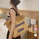 フリンジ キャンバストートバッグ 大容量(4)
