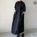 ロングワンピース レディス ワンピース プイハイネック 五分袖 春 夏 秋 マキシ丈 ロング丈 フレアワンピース Aライン ゆったり 体型カバー ポケット付き