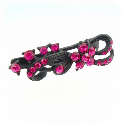 送料無料 ! フラワーミニヘアクリップ ブラックコーティング/ピンクギフト プレゼント にもビアリッツ