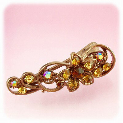 送料無料 ! アンティークな雰囲気 フラワーミニヘアクリップ ダークブラウン/ブラウンギフト プレゼント にもビアリッツ