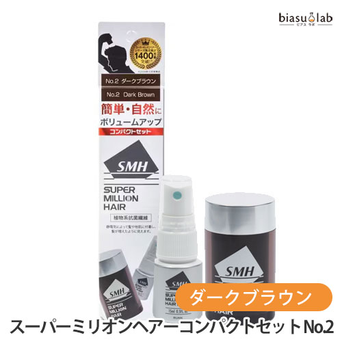 ブラックフライデー期間中は全品P2倍! スーパーミリオンヘアーコンパクトセット No.2 ダークブラウン (ミリオンヘアー10g+ヘアミスト15mL) お試しサ...