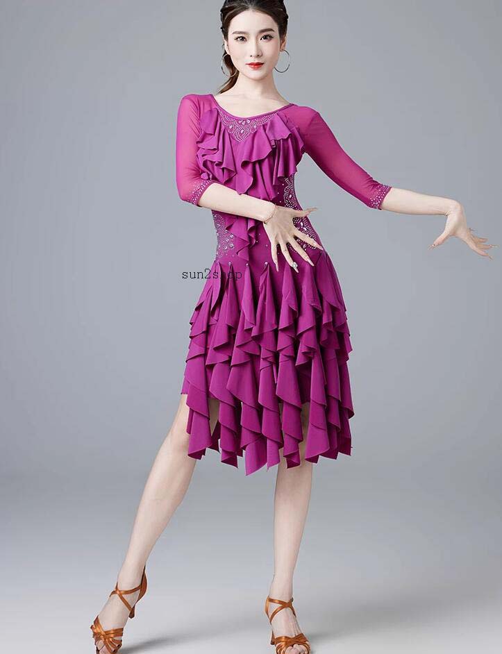 ラテンドレス 社交ダンスドレス ラテンダンスドレス ラテン レッスン着 ルンバ 競技用 社交ダンス衣装 大量注文可 ワンピース 高品質 チャチャ タンゴ ダンドレス サンバ衣装 おしゃれ レディース 練習着 ワルツ ステージ衣装 演出服 M-2XL