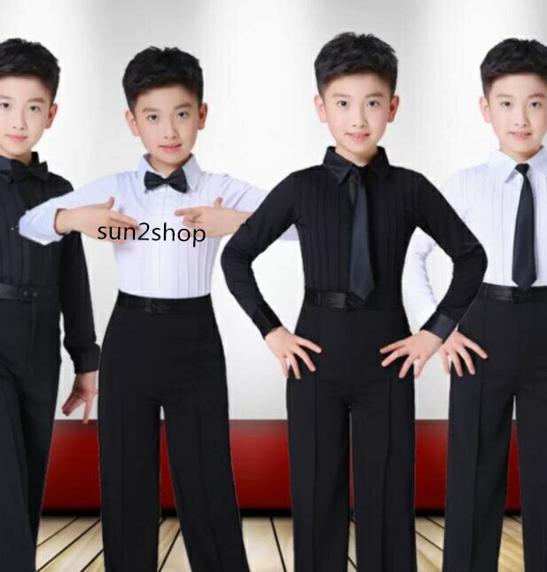 タンゴ ダンドレス 大量注文可 2点 フラメンコ ルンバ 紳士服 ダンスウェア 高品質 社交ダンス ラテン 男の子 社交ダンス衣装 フラメンコ キッズ トップス＋ズボン モダン おしゃれ 子供 競技用 こども セットアップ ヴィーナス ステージ衣装 カジュアル 息子 110-180cm