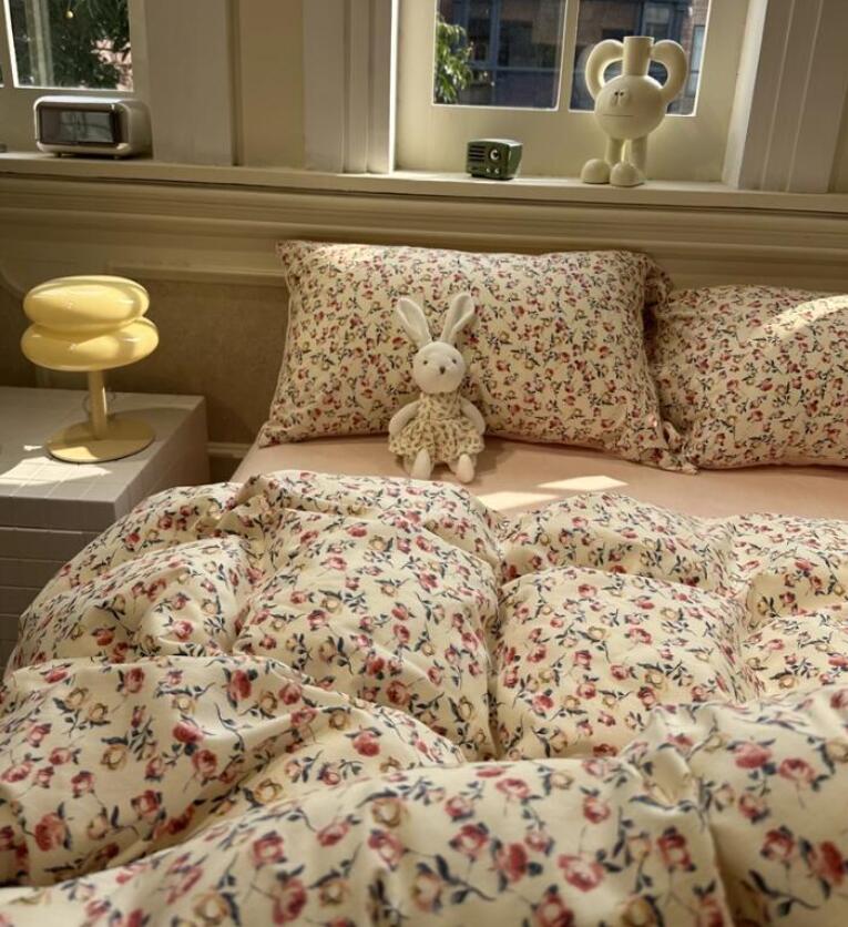 小花柄 韓国風 ボックスシーツ/フラットシーツ 送料無料 布団カバーセット 可愛い 綿 フランネル 暖かい シングル ダブル 子供大人 寝具カバーセット 3点セット 4点セット 掛け布団カバー 枕カバー ピンク 静電気防止 洗える プレゼント 新生活 新作 安心 清潔★激安★セール