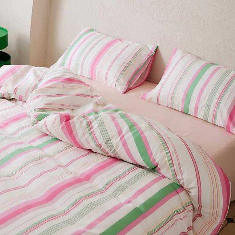 虹色 送料無料 布団カバーセット ストライプ 可愛い 綿100％ 子供 大人 シングル ダブル 掛ふとんカバ..