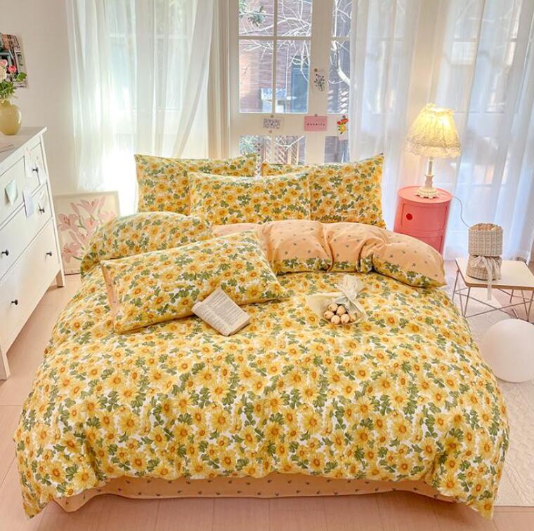 送料無料 布団カバーセット 子供 大人 菊 可愛い花柄 きれいめ 綿100％ ボックスシーツ/フラットシーツ シングル ダブル クイーン 掛ふとんカバー3点セット 4点セット 掛け布団カバー 枕カバー 寝具カバーセット 通気性 柔らか 新生活 洗える★激安★セール