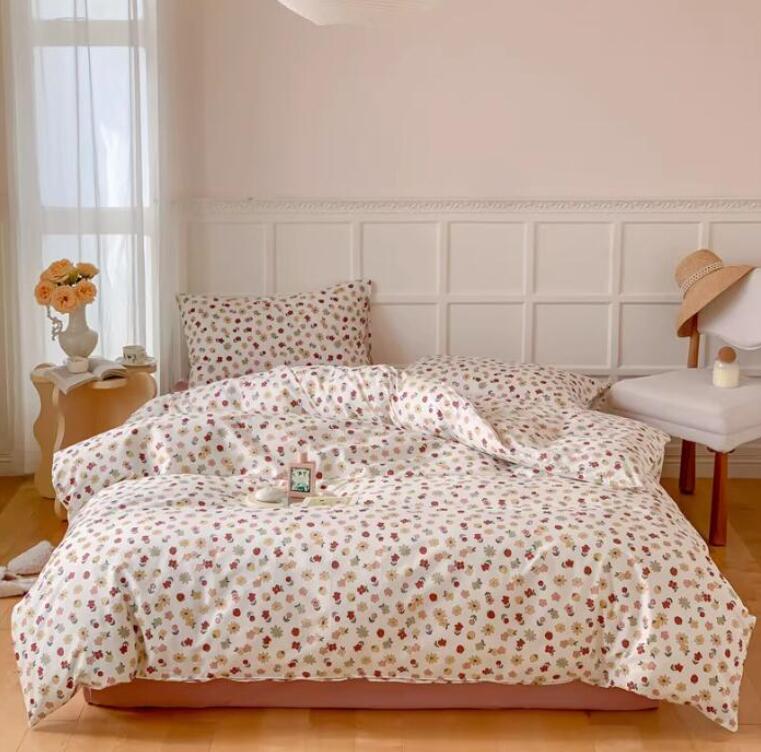 小花柄 果物 子供 大人 花柄 送料無料 布団カバーセット 超可愛い 綿100％ ボックスシーツ/フラットシ..