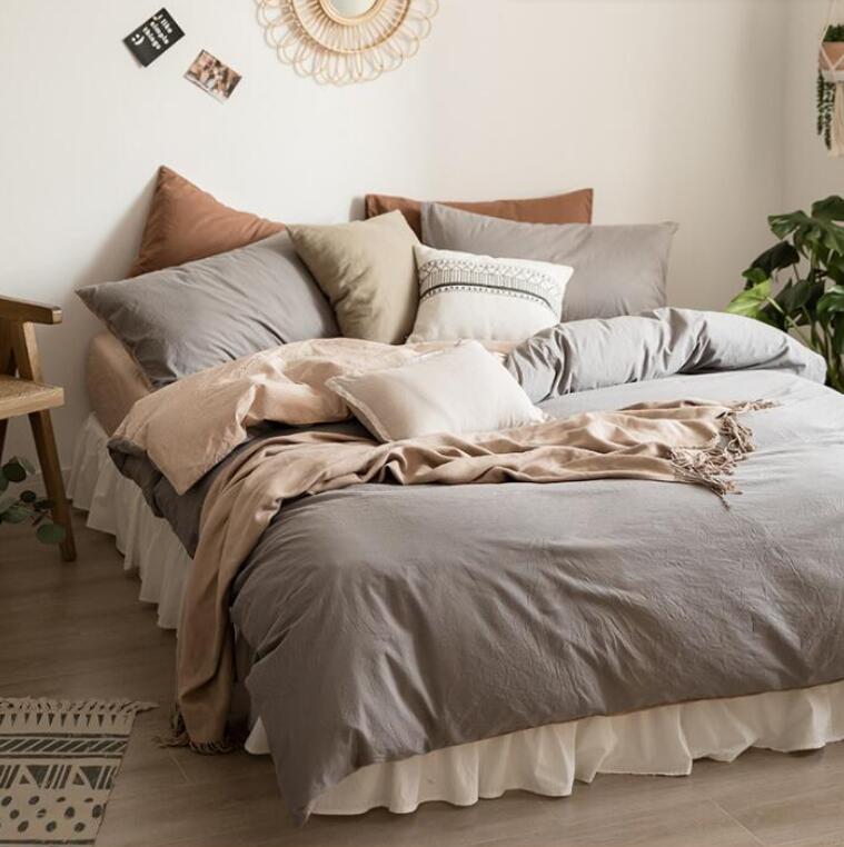 北欧 無地 送料無料 布団カバーセット ボックスシーツ/フラットシーツ 優しい肌触り シングル ダブル ..