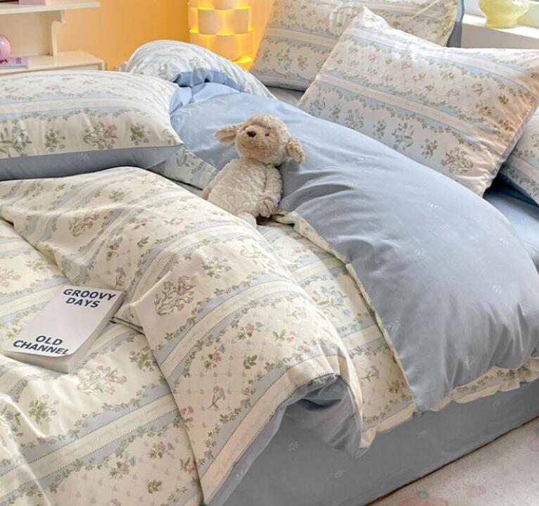 小花柄 ins風 送料無料 寝具カバーセット 3点セット 可愛い きれいめ 子供 大人 綿100% 通気性 シング..