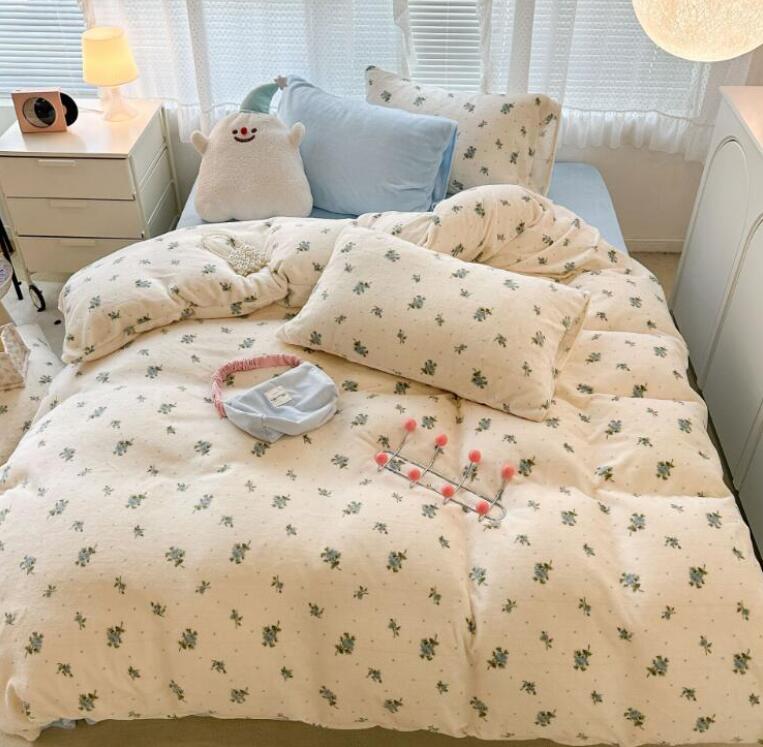 花柄 ふわふわ 送料無料 布団カバーセット 可愛い 暖かい シングル ダブル フランネル 3点セット 4点セット 掛け布団カバー フラットシーツ/ボックスシーツ 枕カバーあったか 防寒対策 静電気防止 秋冬 寝具カバーセット 柔らか お誕生日 シーツセット★激安★セール