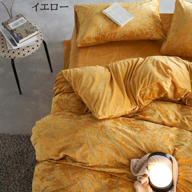 掛け布団カバー フラットシーツ/ボックスシーツ 枕カバー 送料無料 布団カバーセット ベルベット 暖か..