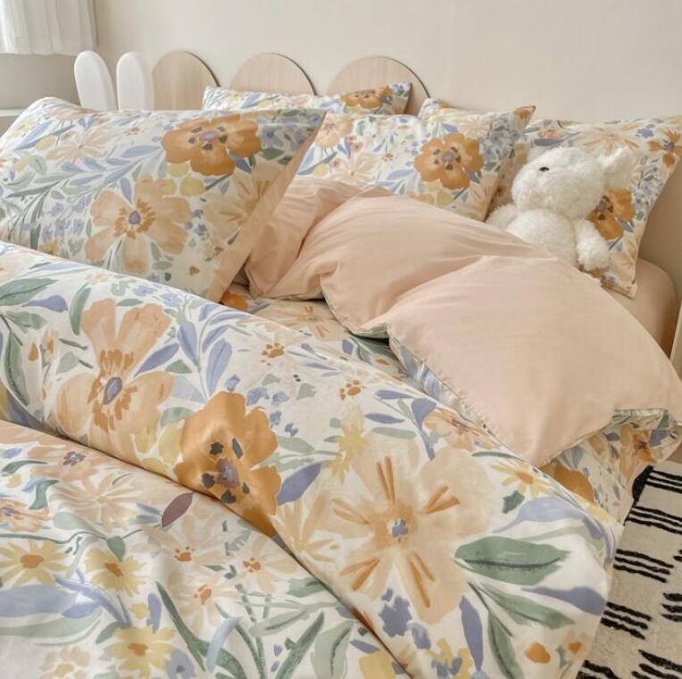 ボックスシーツ/フラットシーツ 枕カバー 寝具カバーセット 洗える 送料無料 布団カバーセット 掛け布団カバー 3点セット 4点セット可愛い 花柄 綿100％ シングル ダブル クイーン 通気性 柔らか 四季通用 新生活 お洒落 安心 清潔 丸洗いOK インテリア★激安★セール